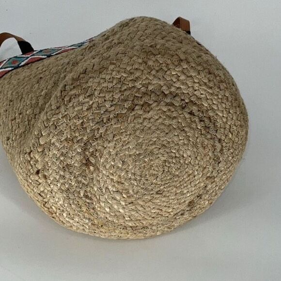 Anthropologie Beaded Tanzana Jute Bag Tote Basket Large - Picture 5 of 8